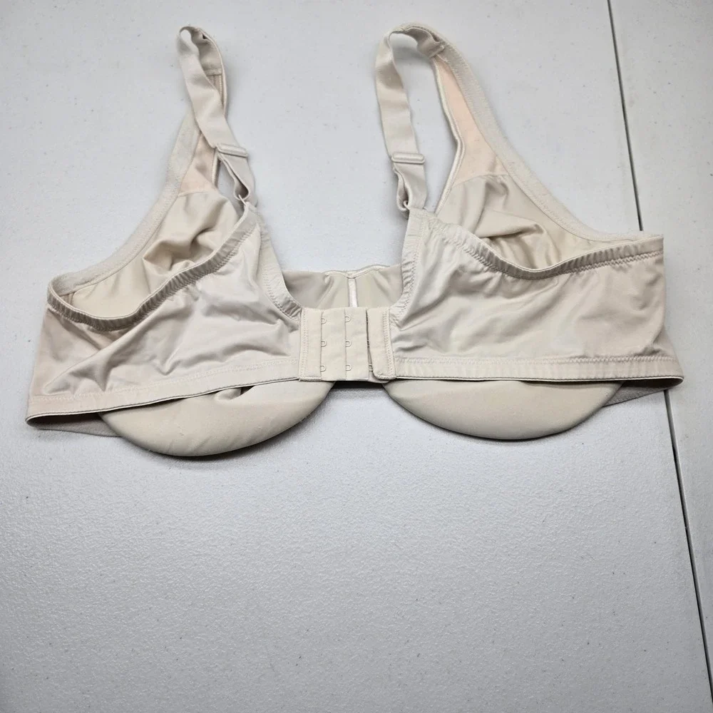 Olga By‎ Warner's Women Bra 44D Beige Minimizer Underwired Bow Strap